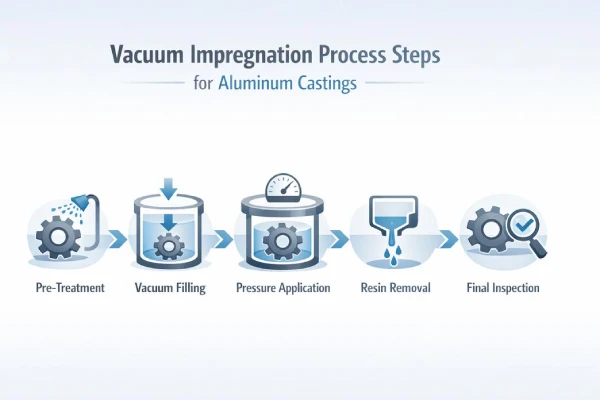 Steps in the vacuum impregnation process for aluminum castings