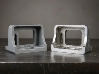 3d printing vs casting cover: a polymer printed prototype beside a finished cast metal component