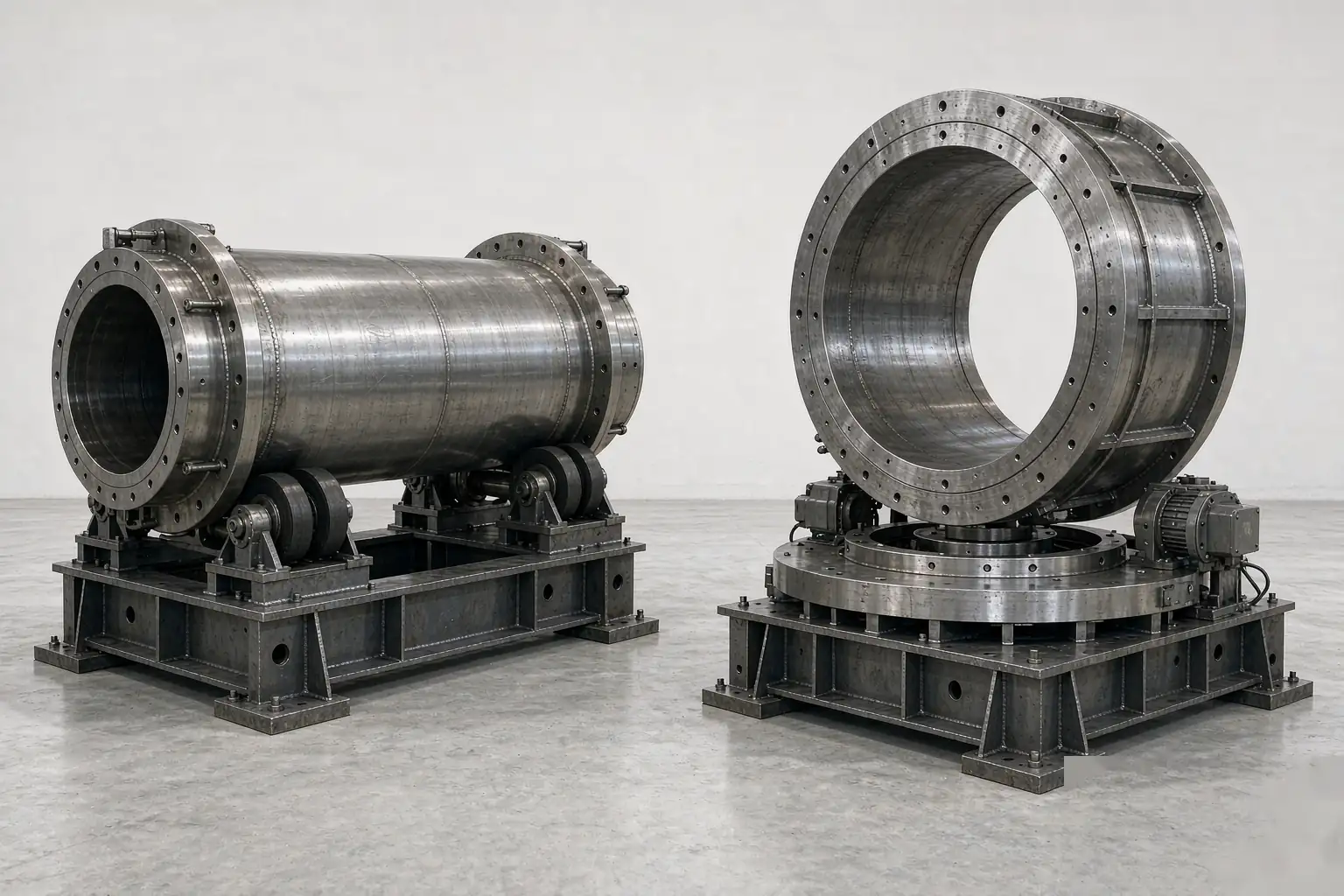 centrifugal casting variants side by side comparing a horizontal spun tube mold and a vertical ring mold
