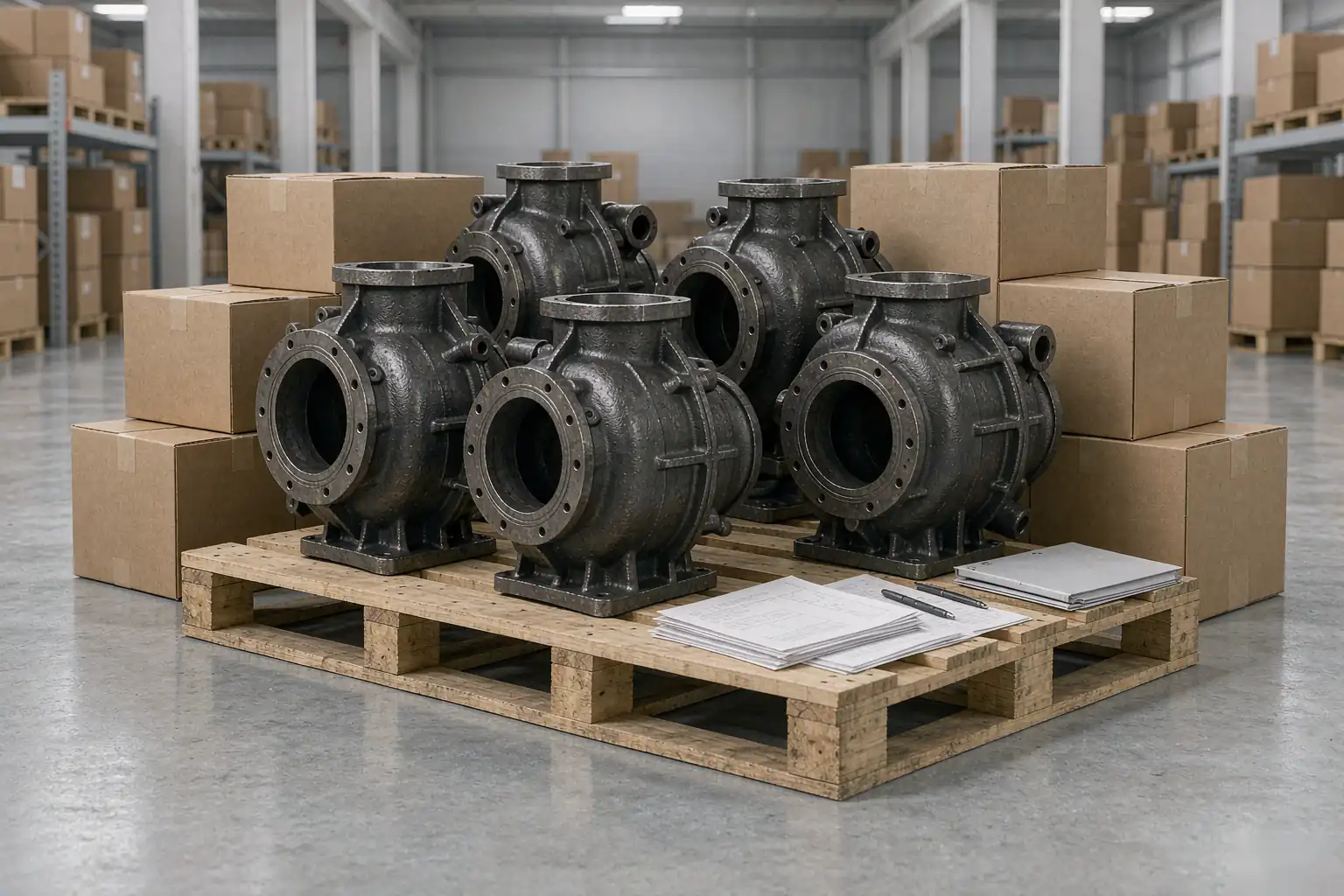 casting price adjustment delivery pallet of machined cast housings with export paperwork