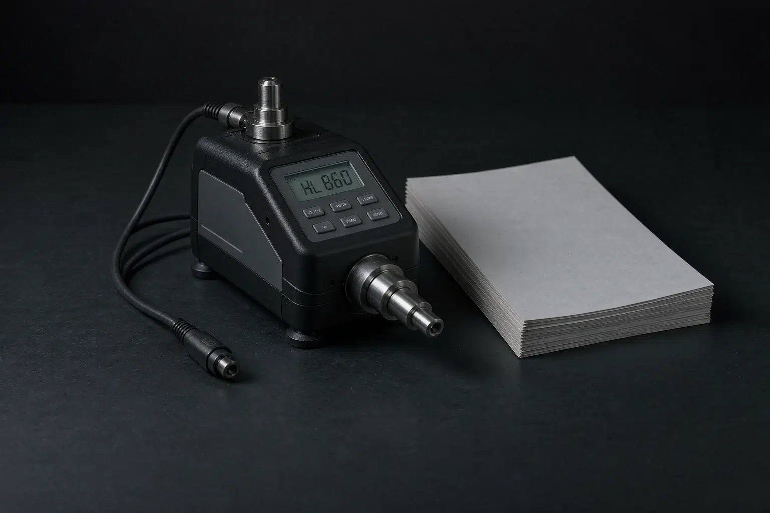 casting material substitution - inspection bench with hardness tester, calipers and material test certificates